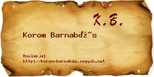 Korom Barnabás névjegykártya