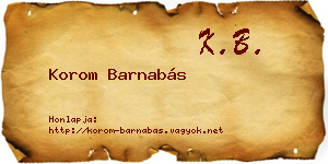 Korom Barnabás névjegykártya