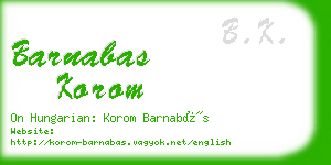 barnabas korom business card